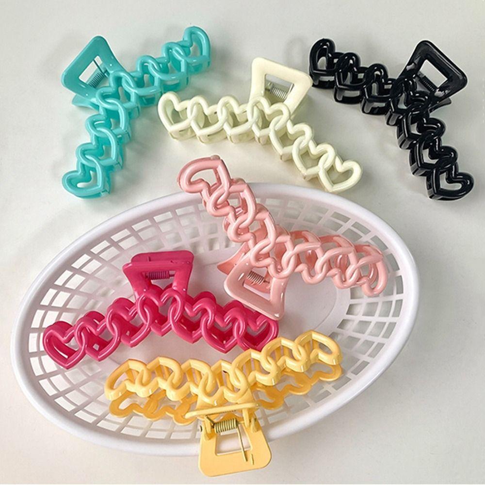 Colorful Love Hair Clip Acrylic Shark Clip Cute Heart Hair Claw  Streetwear