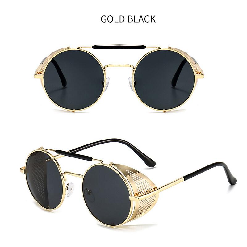 Retro Steampunk Round Metal Sunglasses Men Women Flip Classic Metal Frame Shades Glasses Non-polarized