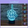 Middle Hand Skull Finger 7 Color Acrylic Led Night Light Touch Control Decorate