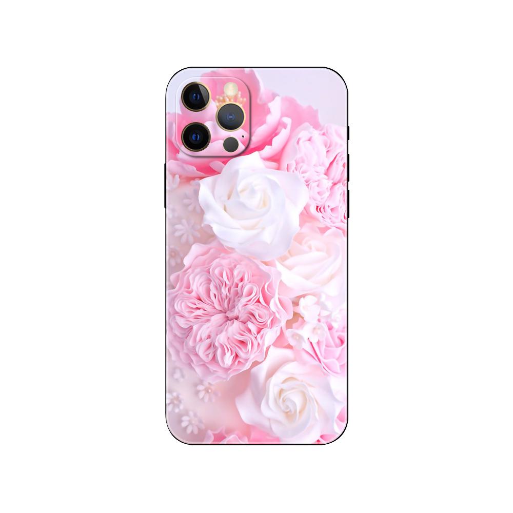 Pink Flower Peony phone case for iphone 5 5s 2020se 6 6s 7 8 plus x 10 XR XS 11 12 13 mini pro MAX black tpu back cover