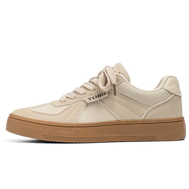 

Fashion Versatile Lace-up Sneakers Leisure Walk Casual Shoes Streetwear Male Skateboard Footwear Outdoor Tenis Masculino Walking Shoes 39 бежевый