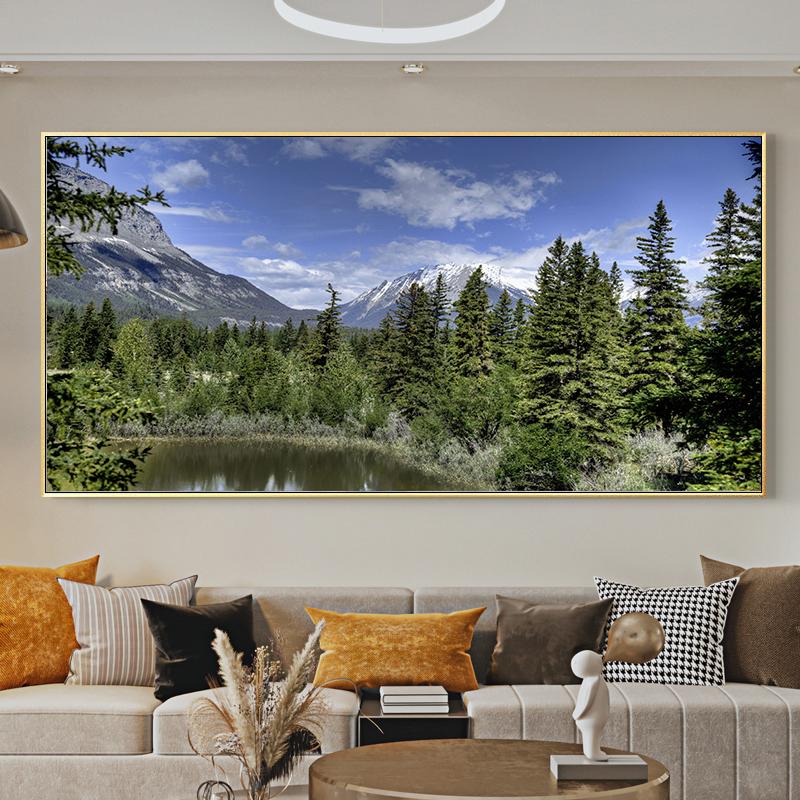 Canvas Painting Lake with Mountain Forest Landscape Giclee Posters Prints for Living Room Wall Decor