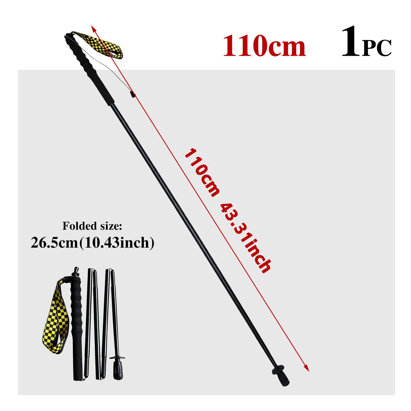 1pc/2pcs Foldable Carbon Fiber Hiking Pole, Stick with Snow Mud Basket & Carry Bag, 5-Section Ultra-Light Walking Pole 110cm чёрный