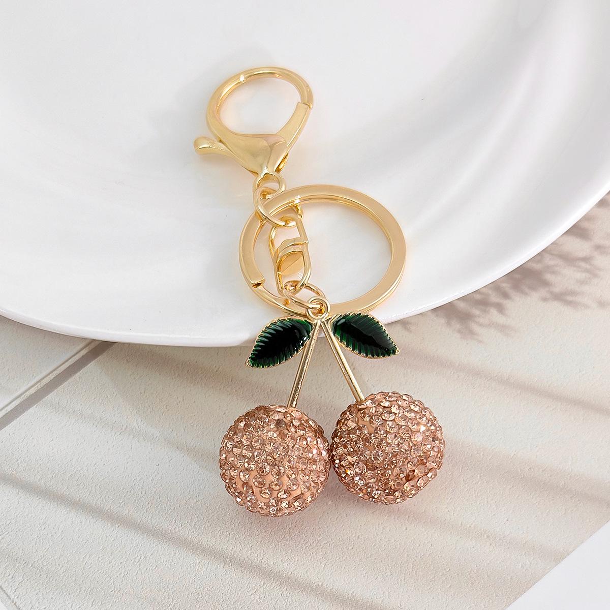 Women s Cherry Rhinestone Keychain - Alloy Fruit Car Keyring & Bag Charm
