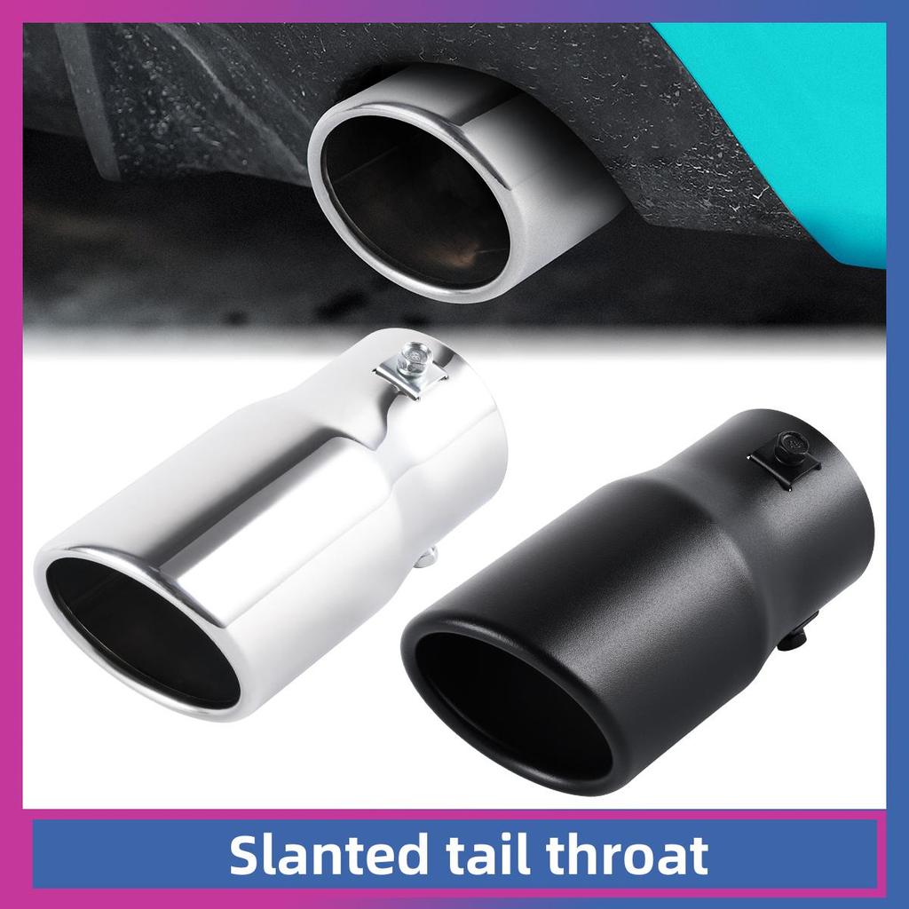 1pc Universal 6.3CM Exhaust Tailpipe Tips Car Accessories Round Angled-mouth Straight Stainless Steel With Single Outlet