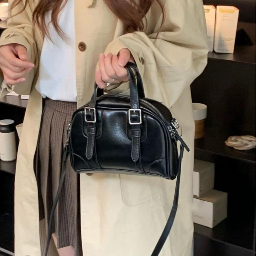 Fashion Simple Versatile Retro Casual Commuter Solid Color Women's Black Handbag Shoulder Bag Crossbody Bag