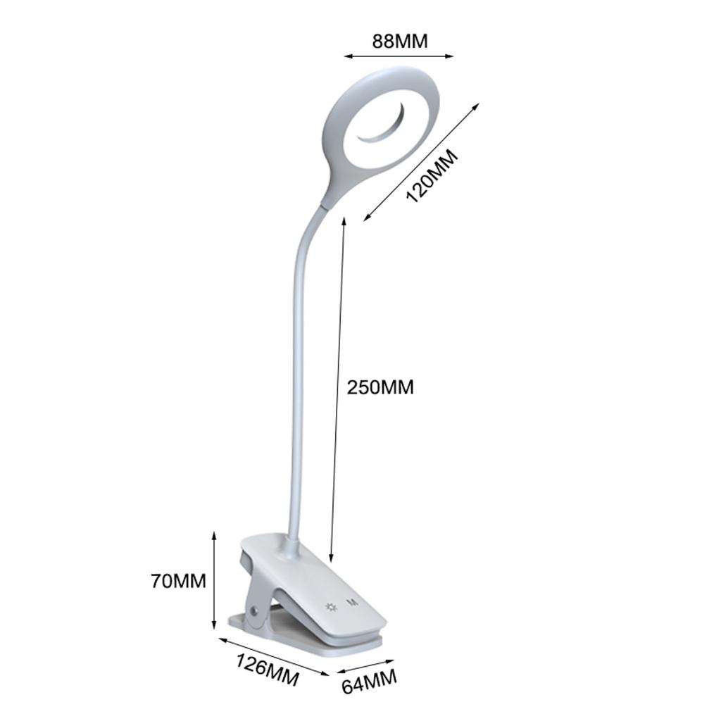 Mini lampka bezprzewodowa LED do czytania z klipsem kablem USB-C 80lm - biała