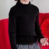 Girls Semi Turtleneck Fleece Lined Knit Sweater Ruffle Trim Thick Warm Pullover Top