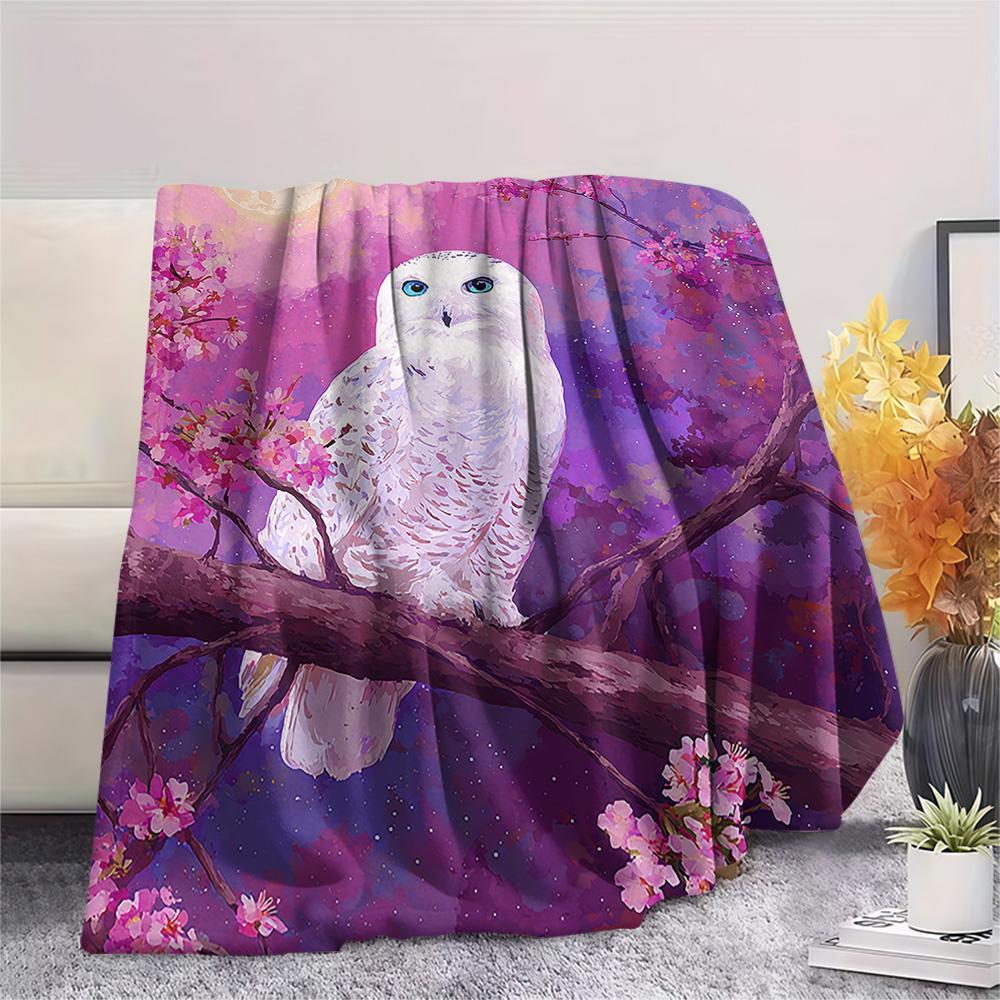 Flanelová deka s potiskem soviček, Vysoce kvalitní, Pohodlná pro všechna roční období, Domácí dekorace, Teplo a pohodlí, Perfektní jako vánoční dárky