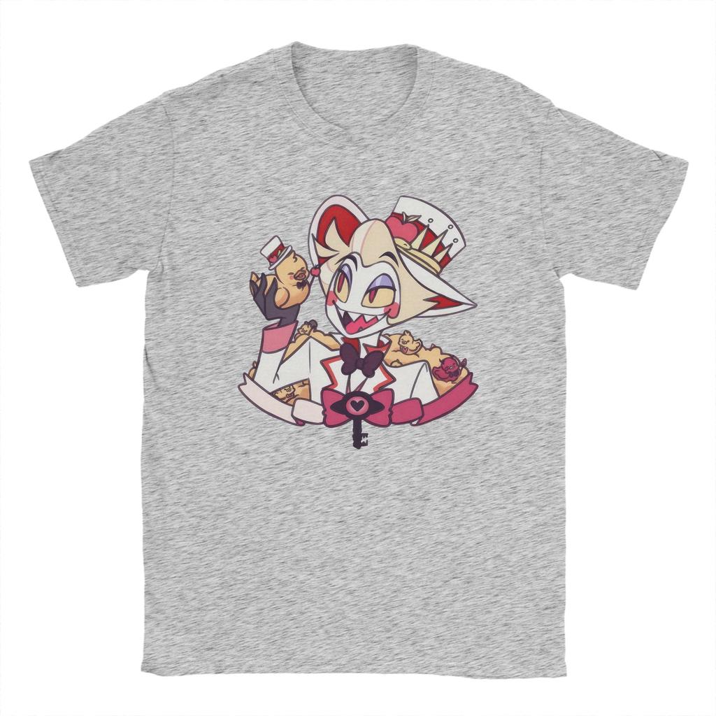 Hazbins Hotels Lucifer Men T Shirts Casual Tees Short Sleeve Crewneck T-Shirts Pure Cotton Gift Idea Clothing