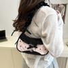 Unique Small Shoulder Bag With Pink Bow Cute Crossbody Purse Crescent Bags For Women Girls Underarm Bags Travel Shoulder Handbag