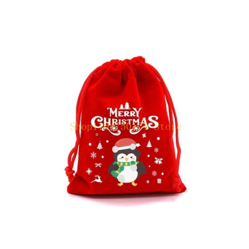 12pcs Christmas Plush Gift Bags For Holiday Decorations And Surprises Drawstring Designs Pouches For Secure Closure top sale