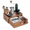 NEOUZA Multifunctional Barista Station | Built-in Knock Box & Tamper Stand, Removable Drawer, Beech Wood Stainless Steel Organizer for 51/54/58mm Port