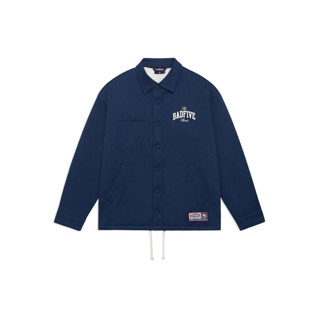 Lining Badfive Brand Logo Print Solid Color Single-Breasted Lapel Jacket Men Jackets Navy-Blue AFDSD43-2