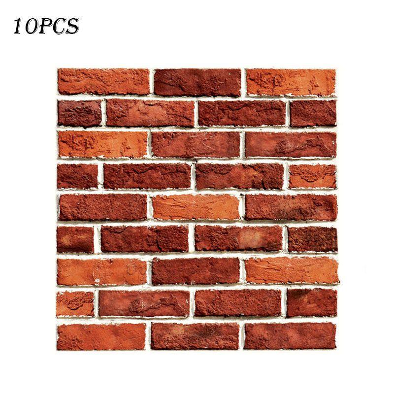 

Кирпичная 3D Наклейка Плитка Самоклеящаяся Настенная Панель Декали Домашний Кухонный Декор Комната 10PC Dark Red