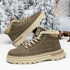 Men's Leather Thick Soled Snow Boots Outdoor Casual Padded Shoes for Men Winter Fashion Design Thick Sole Anti-Slip Ankle Boots