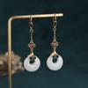 Palace Style Cloisonné Enamel Blue & White Jade Tassel Earrings for a Slimming Effect