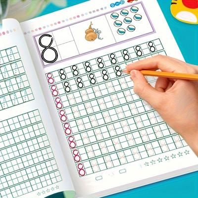 Children's English and Number Practice Workbook Set: Alphabet Writing and Math Skill Development for Ages 6-8