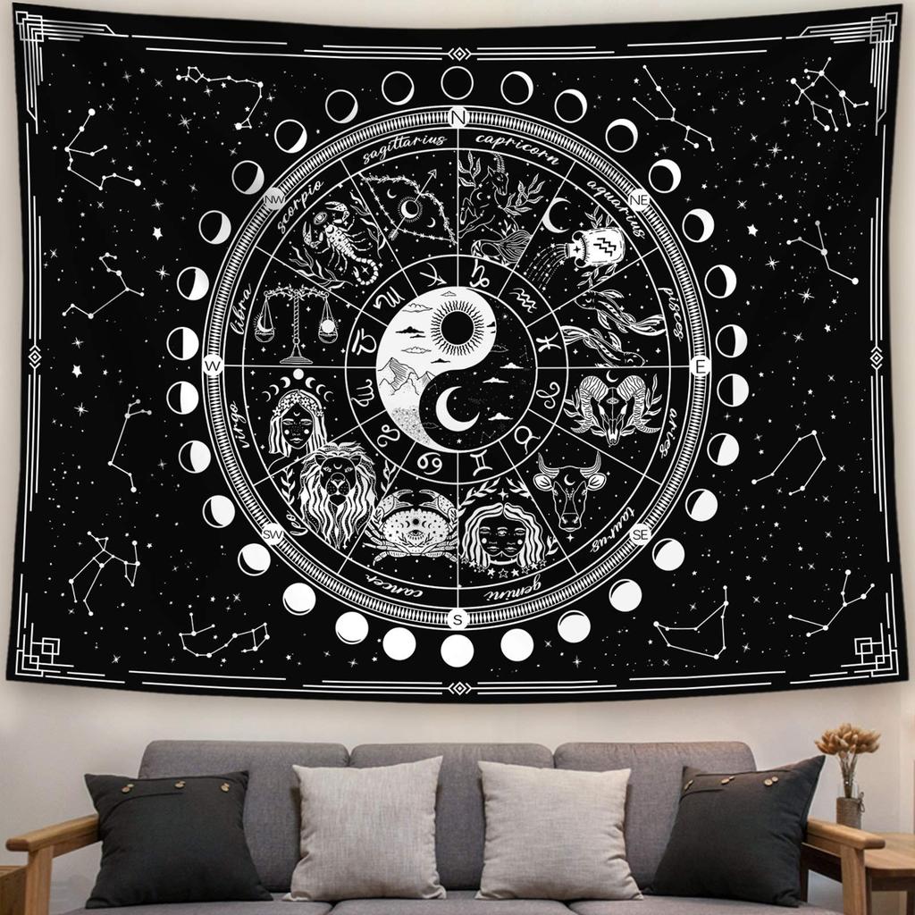 Moon Star Constellation Tapestry Wall Tapestry Zodiac Galaxy Space Tapestry Bohemia Wall Tapestry Art Tapestry