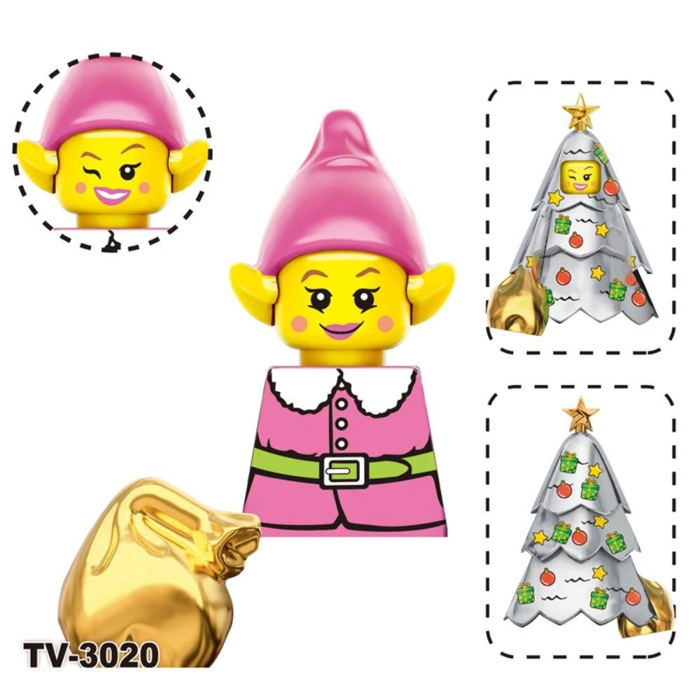 Winter City View Merry Christmas Decoration Flower Wreath Building Blocks House Home Santa Claus Figures Snow Window Bricks Toys