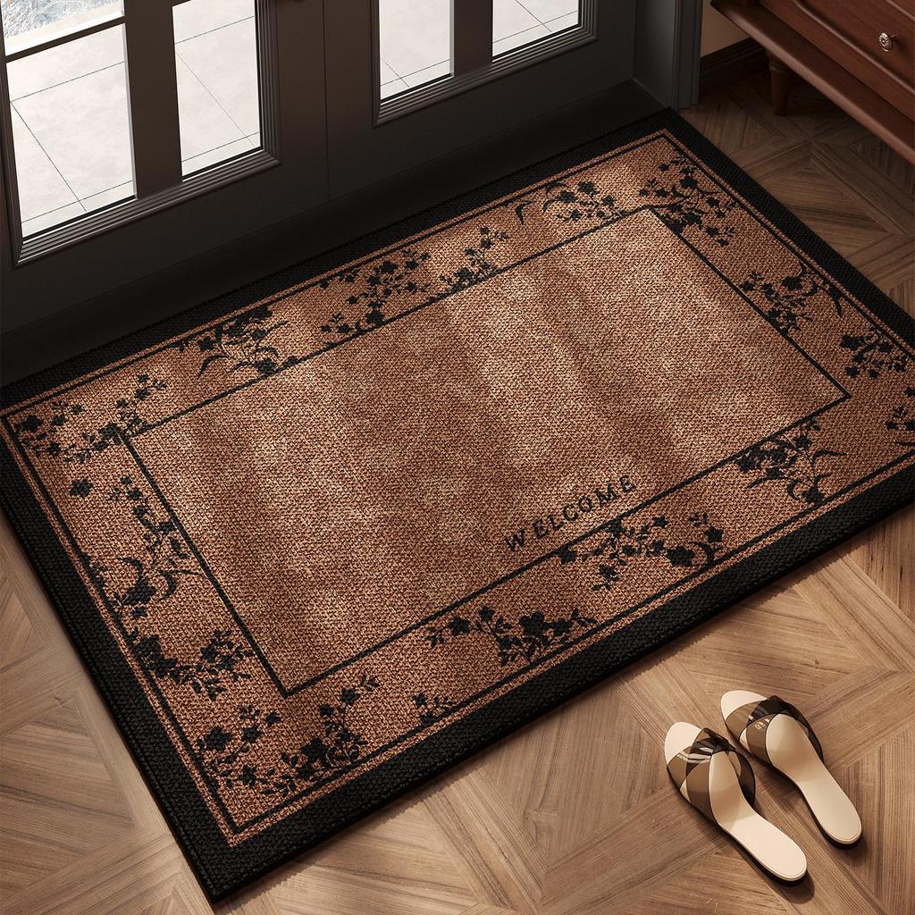 Vintage Door Mat: High-End, Non-Slip, Easy Clean, Cuttable, Dirt-Resistant, Wash-Free for Home Use