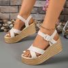Fashion Women's Shoes Summer Chunky Platform Sandals Women 2025 Large Size High Heeled Sandals Woman Ankle Buckle Wedges Sandalias Mujer