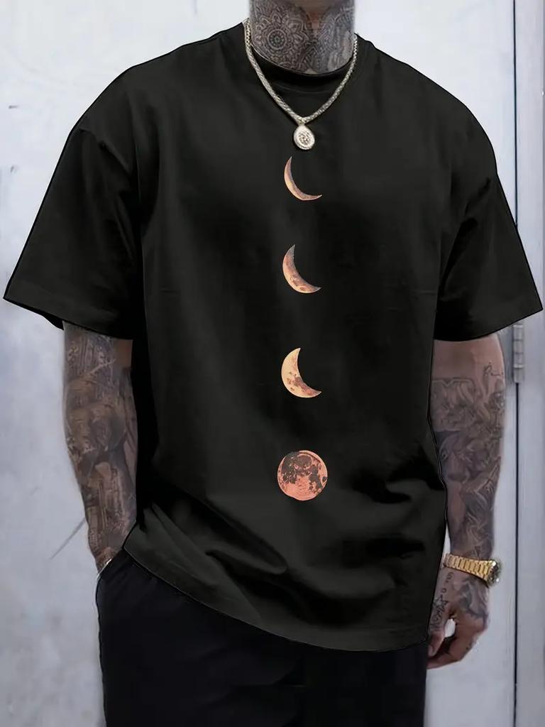 Men's Pattern Printed Moon Astronaut Design Casual Round Neck Summer Style unisex Fashion Summer Clothing | Pattern T-shirt Astr