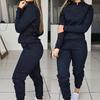 Women's Fashion Solid Color Casual Sweatshirt Loose Long Sleeve Two-Piece Suit