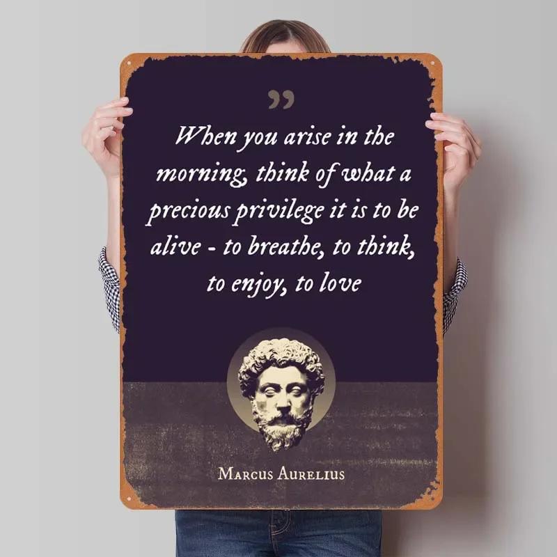 Mark Aurel Stoiker Zitat Schild Inspirierende Poster Dekoration für Heimdeko Artikel Metall Blechschilder für Wandkunst Dekoration