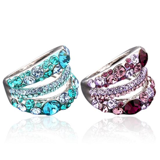 לנשים טבעת זירקוניה טבעת סגסוגת ריינסטון קריסטל מתנת תכשיטים מסנוורת