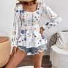 Autumn and Winter Women's Elegant Floral Print Corset Long Sleeve T-Shirt