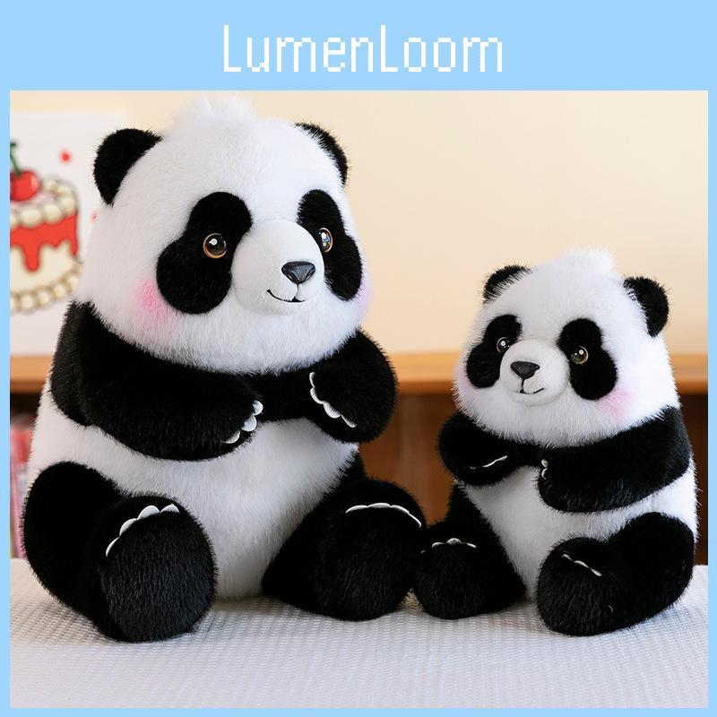 Panda Plush Toy With Pp Cotton Filling Soft Short Fur Stuffed Animal Gift For Kids