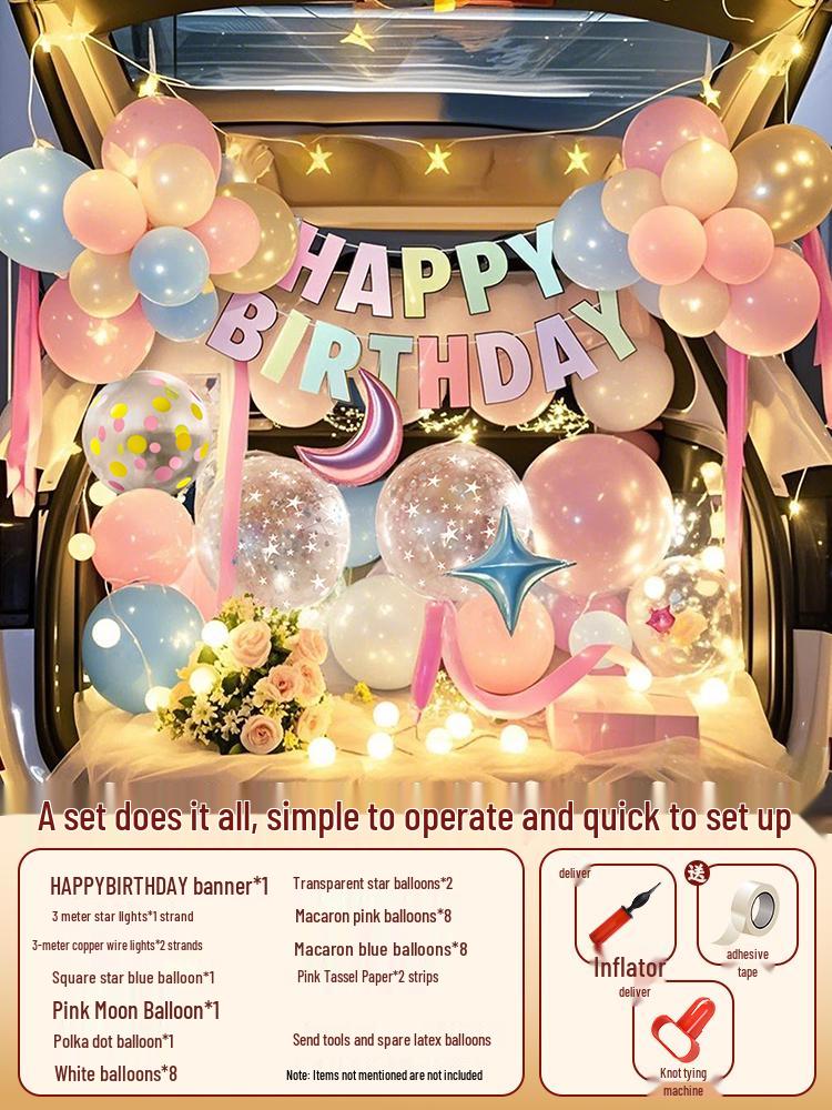 Romantic Car Trunk Surprise Set for Birthday or Confession
