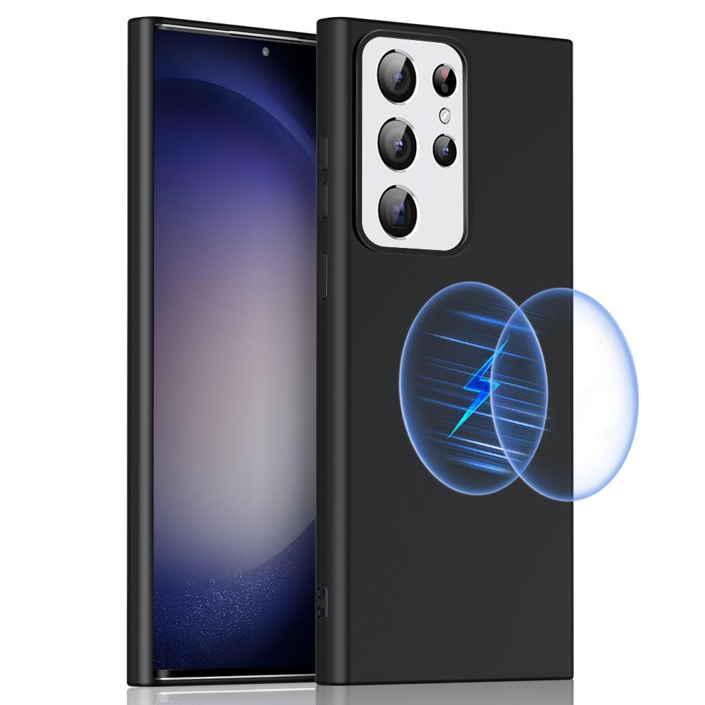 

Liquid Series for Samsung Galaxy S23 Ultra Magnetic Phone Case Rubberized Soft TPU Protective Phone Back Cover Support Wireless Charging Black