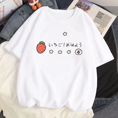 Camiseta feminina de manga curta verão camiseta solta branca harajuku kawaii tops femininos