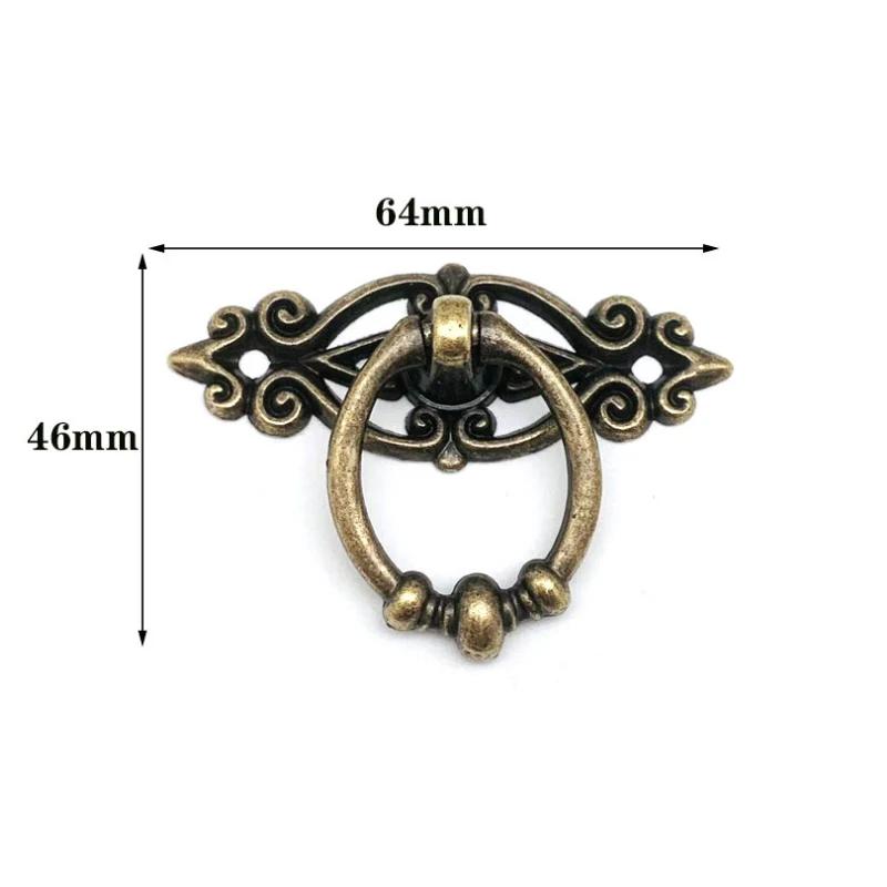Cabinet Retro Handle Door Antique Alloy Handle Drawer Pull Ring Wood Case Handle Hanging Ring For Home Furniture DIY Decoraction