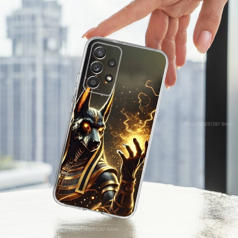 Anubis Gott Ägyptisch Handyhülle Für Samsung Ultra,FE,A30,71,51,S9,10,20,Lite, S22,23,21,PIus,Transparent, Silikon