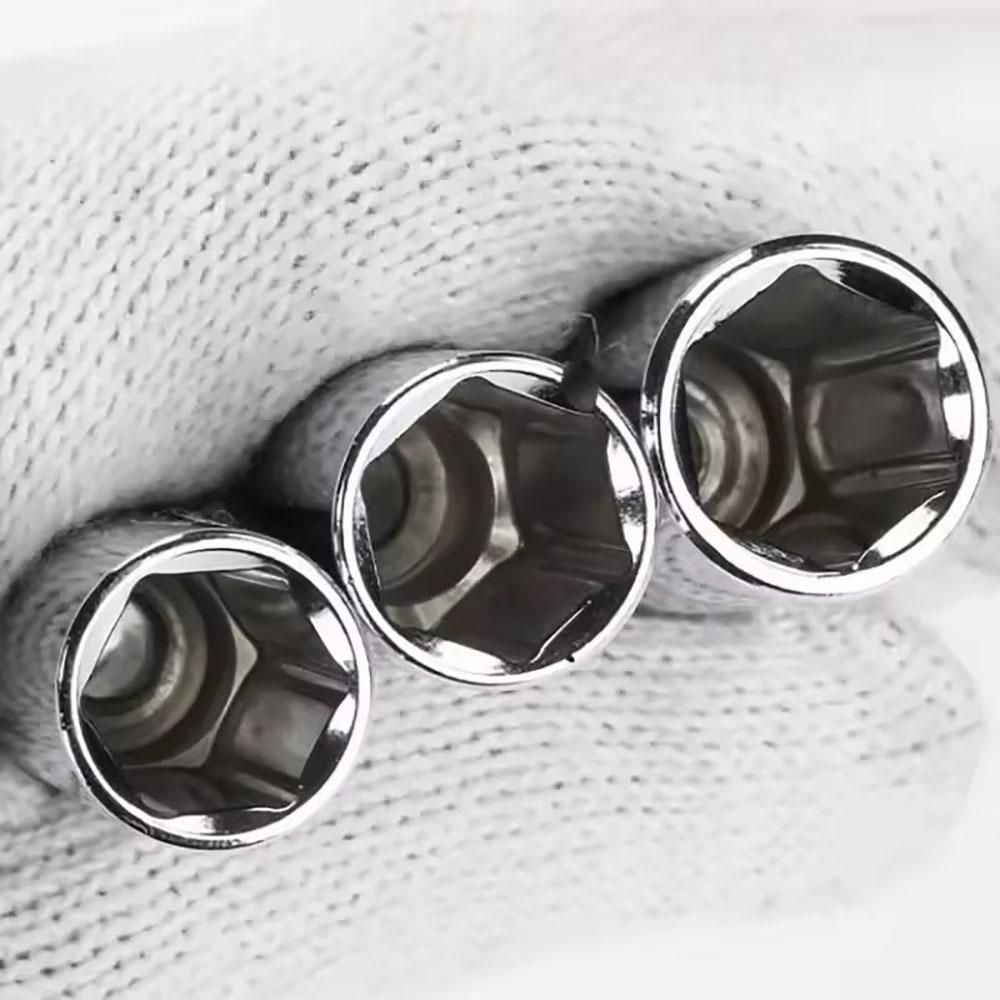 11pcs 1/4 interface long chrome vanadium steel socket, 4mm-14mm socket, 6.35mm industrial grade socket wrench head, ratchet tool