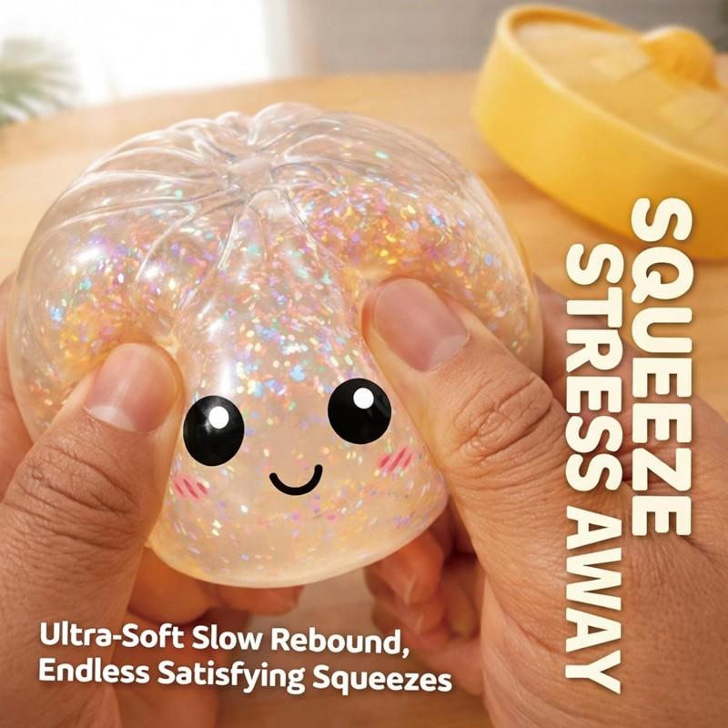 Rainbow Color Steamed Bun Squishy Toy Cute & Adorable Design Stress Relief Soft Rebound Portable Simulation Bun Toy Decorations