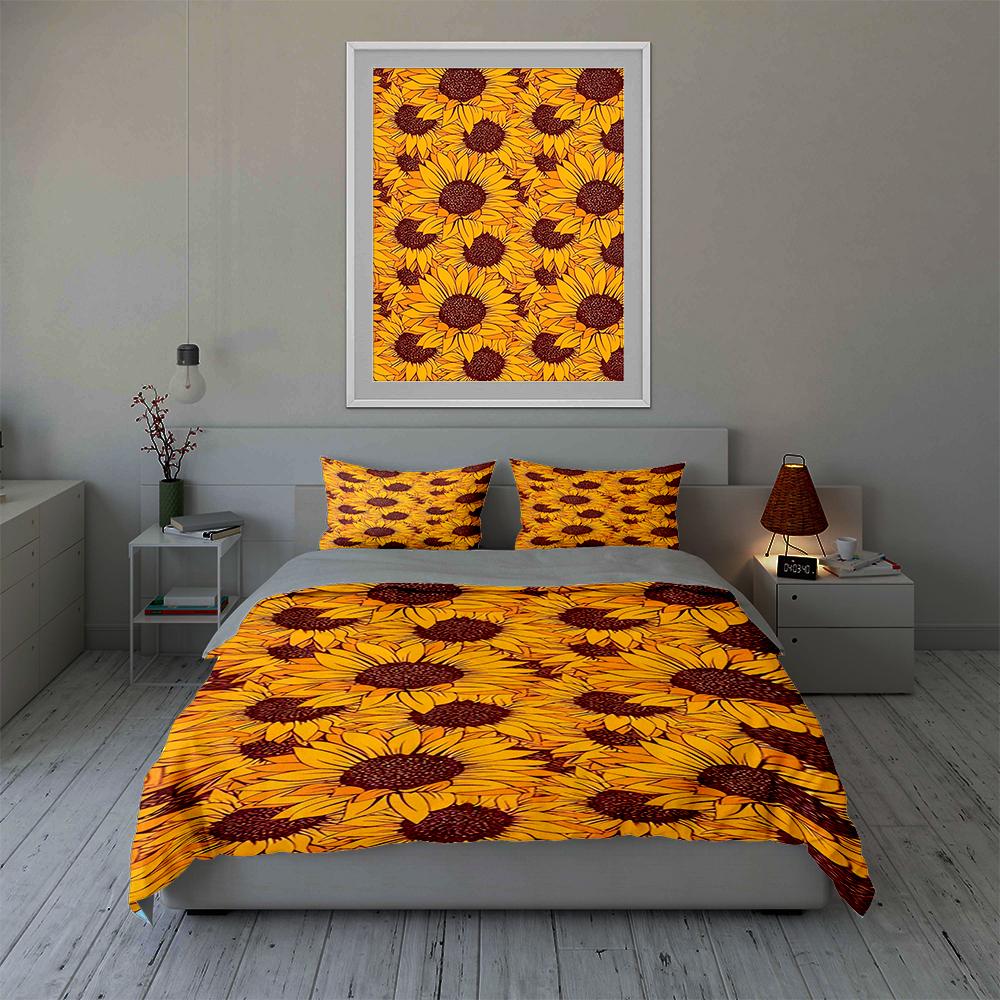 Sunflower floral pattern. Bedding Duvet cover sets Duvet covers Pillowcases gifts (1 * Duvet Cover 2 * Pillowcases, without duvet insert)