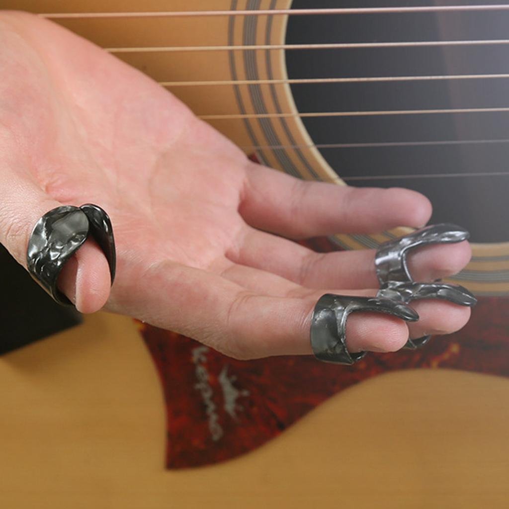 4Pcs Thumb and Finger Picks Medium Flat Thumbpick Guitar Thumb Picks for Acoustic Guitar Accessories Enduring