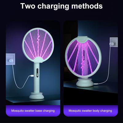3 In 1 Foldable Mosquito Swatter with USB Rechargeable Base Household Mosquito Racket 3000V Insect Killing Lamp for Outdoor