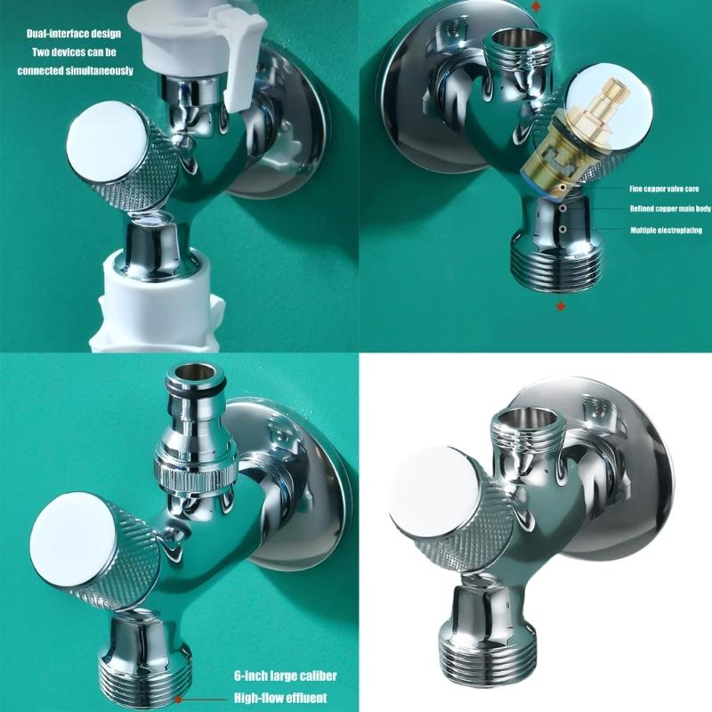 Brass 2 Outlet Angle Valves Strong 1 Inlet 2 Outlet Brass Valves for Flexible Water Flows Control In Bathroom Kitchen