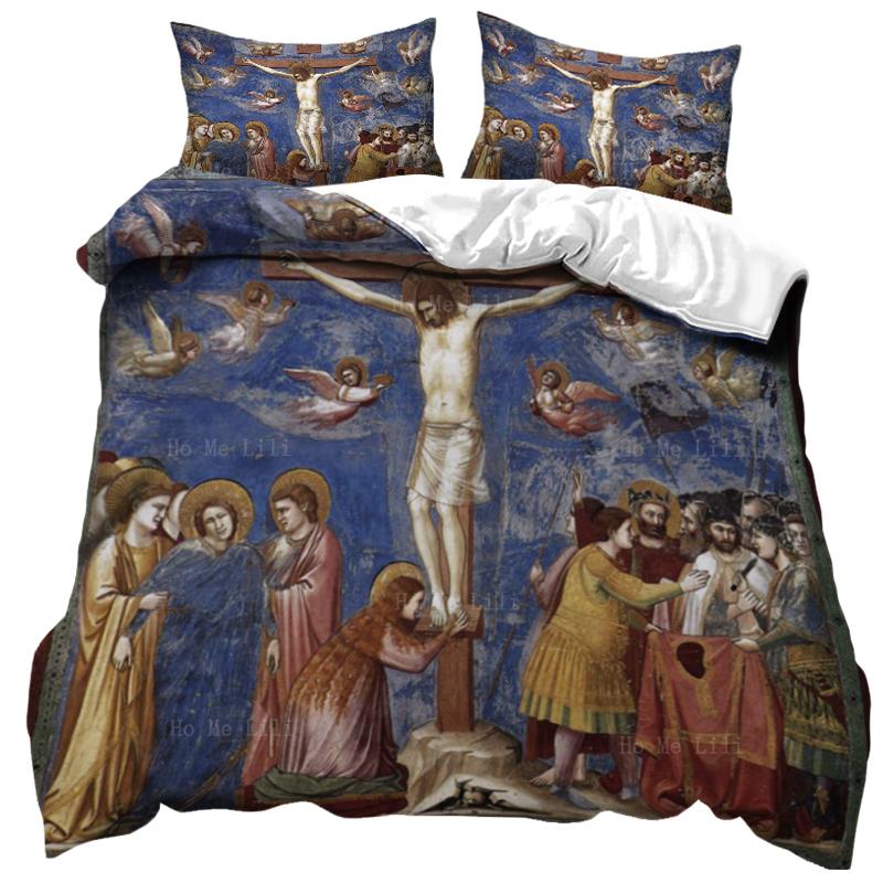 Comforter 3D Jesus Christian Sacred Jesus Bedding Set God Bless You Soft Set King/Queen Size For Adults Women Men