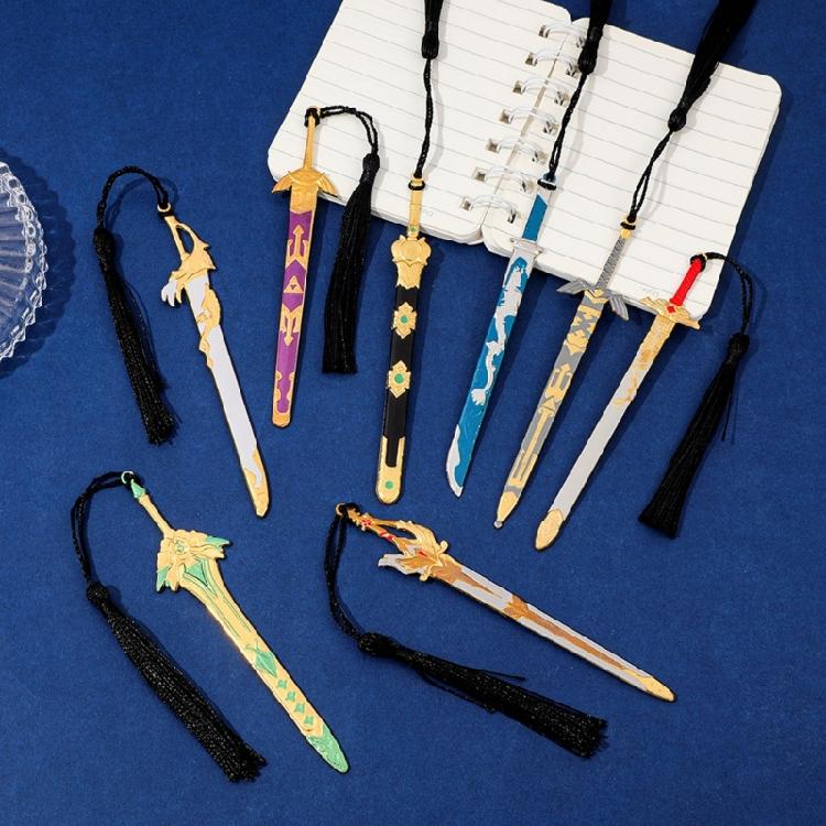 Swords Design Alloy Bookmarks With Decorative Tassels Martial Arts Inspired Metal Lightweight Book Marker