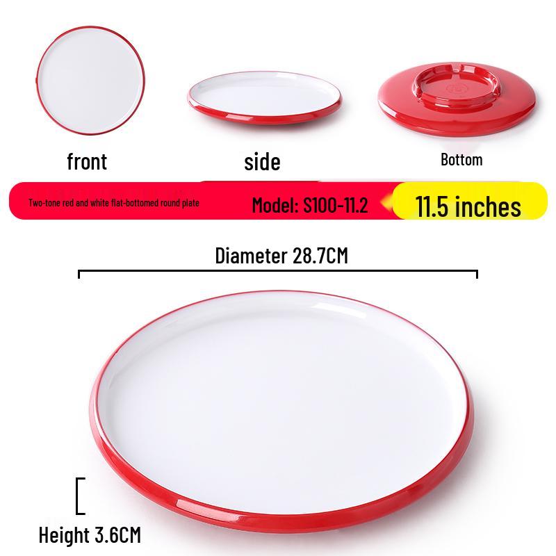 Nordic Round Melamine Shallow Plate for Buffets and Stir-Fry Dishes