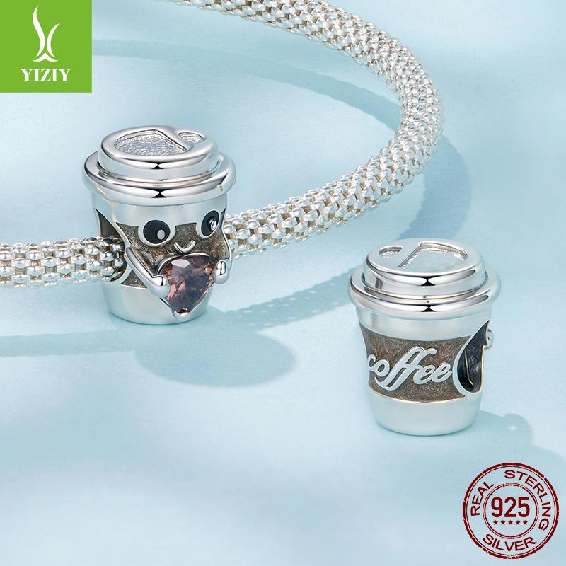 Creative Design Love Coffee Cup Beaded Accessories S925 Sterling Silver Cozy Life Diy Beads Loose Beads