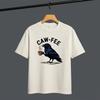 Funny Caw-Fee Crow T-Shirt Raven Bird Coffee Lovers Halloween Spooky Party Tee