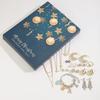 Holiday Gold Jewelry Set: Necklace, Beaded Bracelet, Ring, Earrings & Advent DIY Gift Box