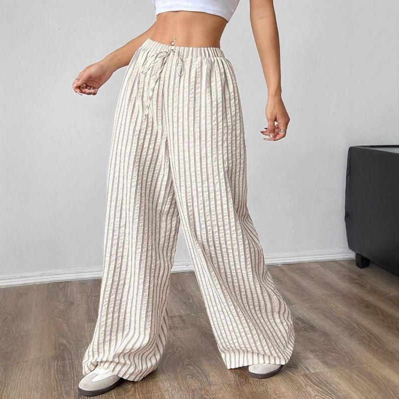 

2025 New Commute Minimalist Contrast Color Texture Design Pocket Waist Trimming Versatile Elegant Ruched Casual Pants Default